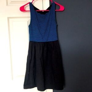 Velvet Touch Cute little Pocket Dress Black & Blue Size Small Stripes Y2K 90s